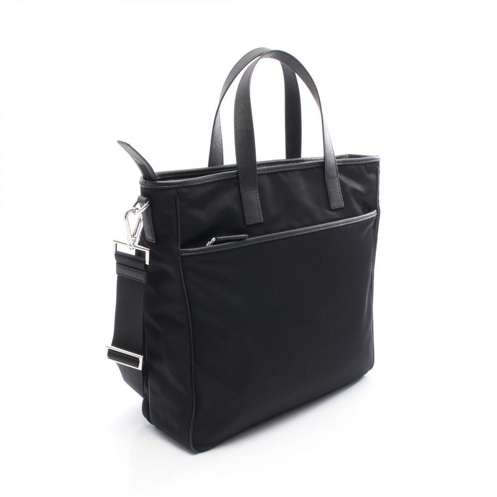 Prada City nylon business Vitello Saffiano leather black bag